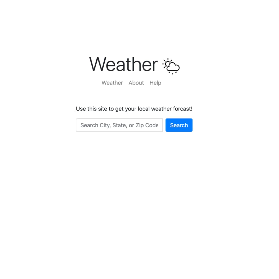 Weather App landing page with text and input field